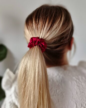 Gumka jedwabna, scrunchie, frotka burgundy rose MINI, Capillum