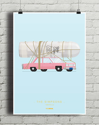 The Sipmsons - Pink Car - plakat A2, minimalmill