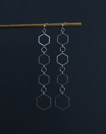 Długie stalowe kolczyki heksagony, AT NOON