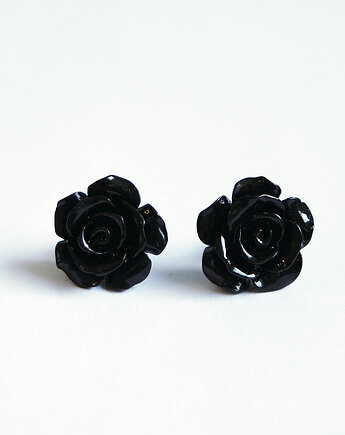 Kolczyki - Czarna róża 15 mm - koral, yenoo