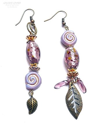 Kolczyki asymetryczne ze szkła weneckiego i mosiądzu PREZENT oryginalny, Galeria Limart