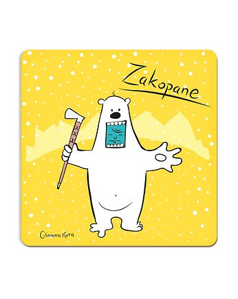 Podkładka pod kubek Zakopane Misiek Krupówki, Gliniana Kura