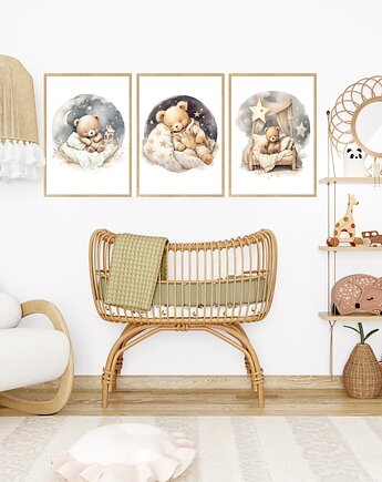 Plakaty Misie, Dobranoc, Plakaty Na Ścianę Dla Dzieci 3 szt, Magnetyczne Studio