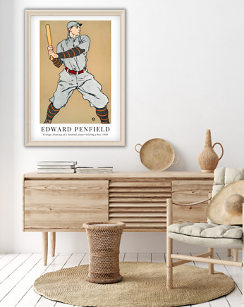 Plakat reprodukcja Edward Penfield 'Vintage drawing of a baseball player', Well Done Shop