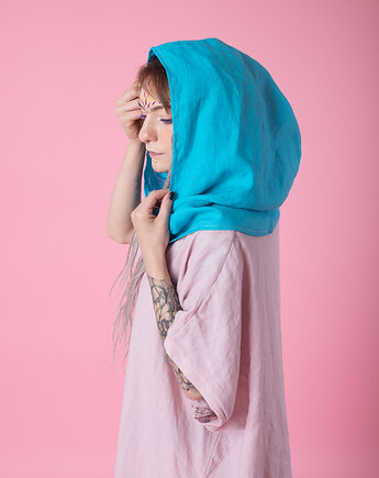 Szal, kaptur lniany 100% len kreszowany, NavahoClothing