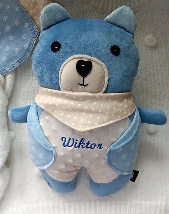 Wyjątkowa przytulanka PODUSZKA MISIO MIŚ  minky HAFT imię dziecka, Atelier Liliputki