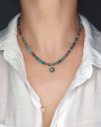 Naszyjnik z turkusów z zawieszką koniczynką, Studio Gazela