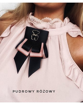 Brosza  Krawat  z Misiem NEW, Pudrowy Różowy