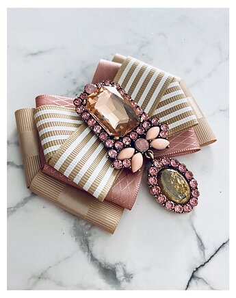 Brosza  z Ogromnym  kryształem Exclusive   NEW, Pudrowy Różowy