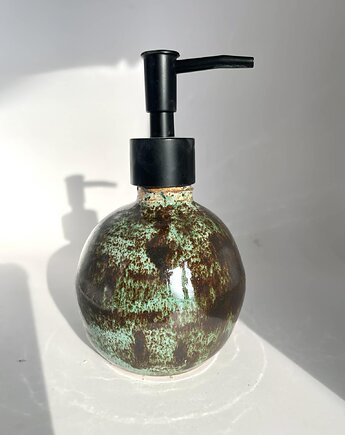 Dozownik na mydło Mydelniczka, zielony do łazienki, recznie robiony, Ceramika Nastawka