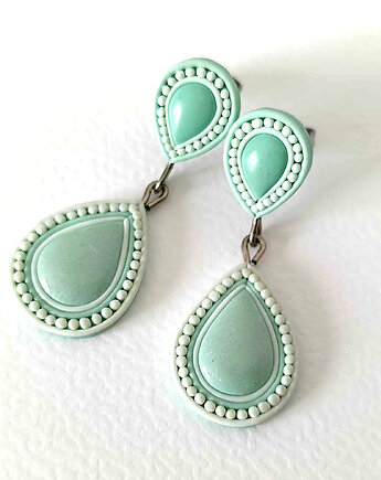 Miętowe kolczyki handmade, eleganckie kolczyki krople, OMIFIMO