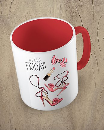 Kolorowy kubek z hasłem HELLO FRIDAY - mix kolorów, Fotobloki and decor