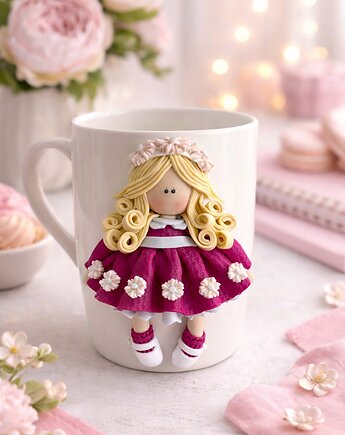 Ceramiczny kubek z dekorem z gliny polimerowej 2D, Ms. House Decor