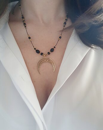 Naszyjnik z turmalinem i lunulą, LEI handmade 