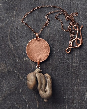 Wisior boho etniczny z drewna i miedzi /16/, Galeriai
