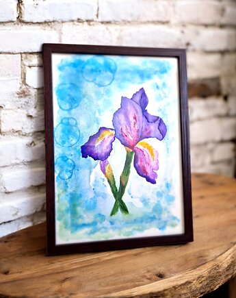 Akwarela kwiat irys w ramce, Arto Teka
