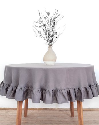 Obrus okrągły z falbanką TRUE GRAY, so linen!