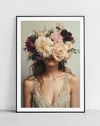 Plakat Kobieta i kwiatowa maska, Harvest Maison
