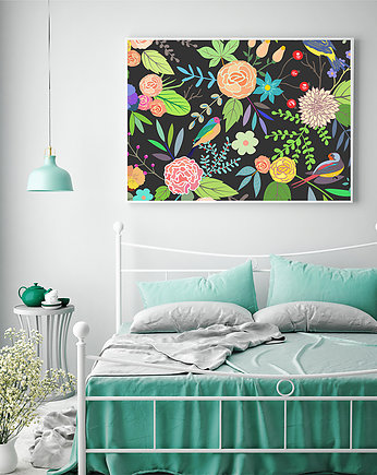 Plakat. Kwiaty i ptaki, Love Life and Forest