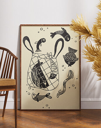 Plakat print, ryby, Zuzanna_Kowalska