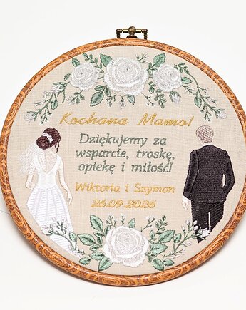 Podziękowania ślubne, haft w oprawie ok 20 cm, Plasun