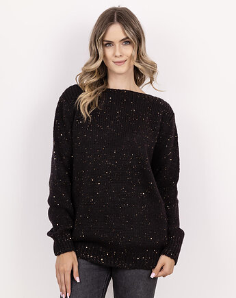 Sweter z cekinami - SWE338 czarny MKM, MKMswetry