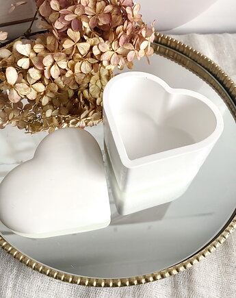 Szkatułka/ puzderko dekoracyjne z gipsu w kształcie serca 100x73x94mm, Coccola JEWELLERY