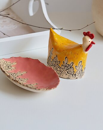 Wielkanocna kurka i ceramiczna miseczka komplet, U.to ceramika