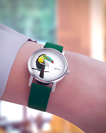 Zegarek  mały - Tukan - silikonowy, zielony, yenoo