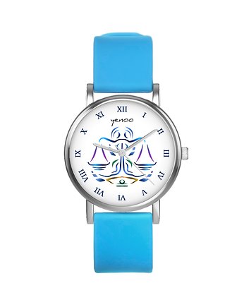 Zegarek  mały - Waga - silikonowy, niebieski, OSOBY - Prezent dla niej