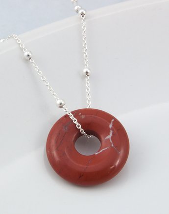 Naszyjnik jaspis czerwony donut 18 mm, prezent dla koleżanki mamy lub siostry, By Sendi
