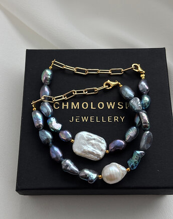 Bransoletka  unikat Perły Granatowe, Chmolowska Jewellery