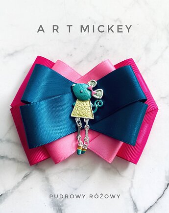 Brosza  z Myszką w stylu  Art Mickey New, Pudrowy Różowy