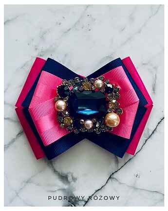 Brosza  z ozdobą w stylu glamour Kryształ z perłami NEW, Pudrowy Różowy