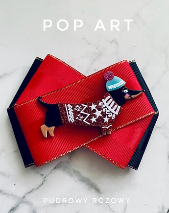 Kolekcja Pop Art Dog Zimowy Jamnik, Pudrowy Różowy