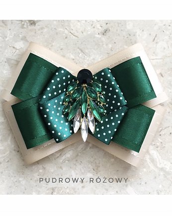 Zielono Kremowa Brosza z kryształkamiNEW, Pudrowy Różowy