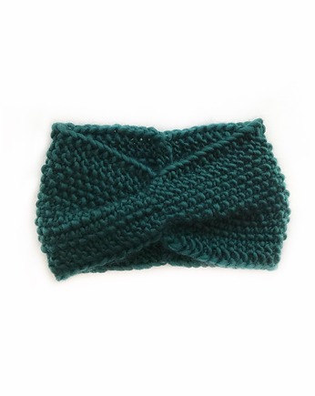 Damska opaska z wełny merynosa w zieleni leśnej, Holy Alpaca Knit