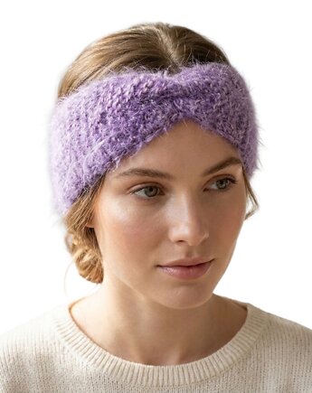 Opaska moherowa - liliowy puch, OTULIBABKI