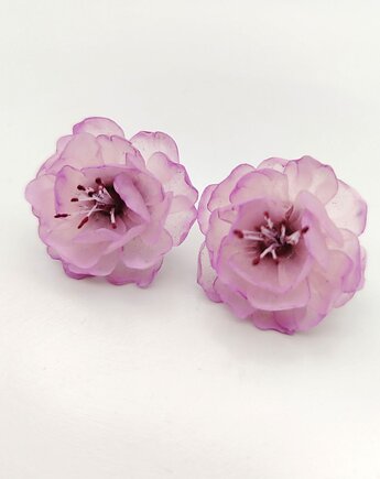 Kolczyki sakura delikatne kwiaty półprzezroczyste handmade stal, Albina LaBelle