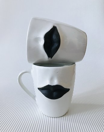 Pocałunek biały  z czarnymi wargami, JoGi pracownia ceramiki 