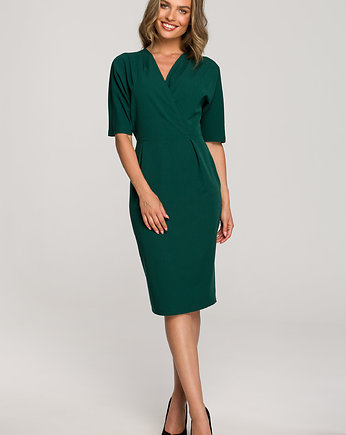 Sukienka z kopertowym dekoltem-zielony(S-313), STYLE