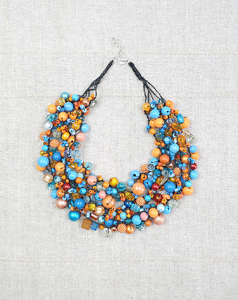 7040 Niebieski, pomarańczowy naszyjnik, kolia, kama4you