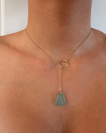 Naszyjnik Sea Whisper ze szkłem morskim, bluewavestudio