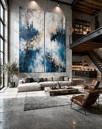 Dyptyk abstrakcja, obraz na antresolę DUŻY XXL   200 x 200 cm, Diana Abstract Art