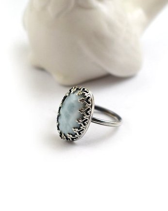 Larimar w  koronkach - pierścionek, Sunflower Kornelia Kubinowska