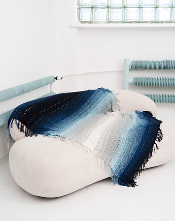 Niebiesko-biały melanż - koc handmade. Wegański i cf., GrandMaster Yarn