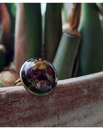 Mały pierścionek z kolorowymi kwiatami, Figa handmade accessories