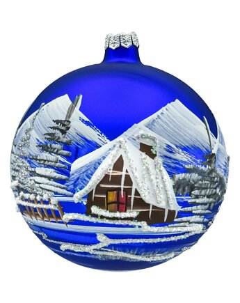 Bombka okrągła Zimowy Pejzaż: kobaltowa, Syn Bombkarza