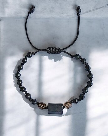 OCHRONNA bransoletka - czarny turmalin, kwarc dymny, onyks mat, kaktusia