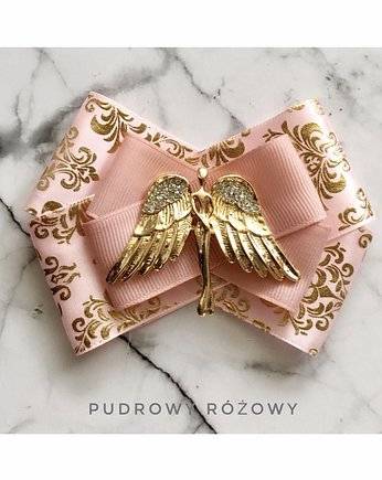 Brosza  z Aniołem z kryształkami NEW Święta Mikołajki, Pudrowy Różowy